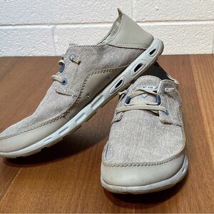 Men’s 10.5 Columbia PFG Bahama Vent Lace Relaxed TechLite Tan Canvas Boat Shoe